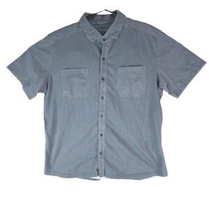 Kuhl Wildfibre Button Up Shirt‎ Mens Large Short Sleeve Organic Cotton Gray